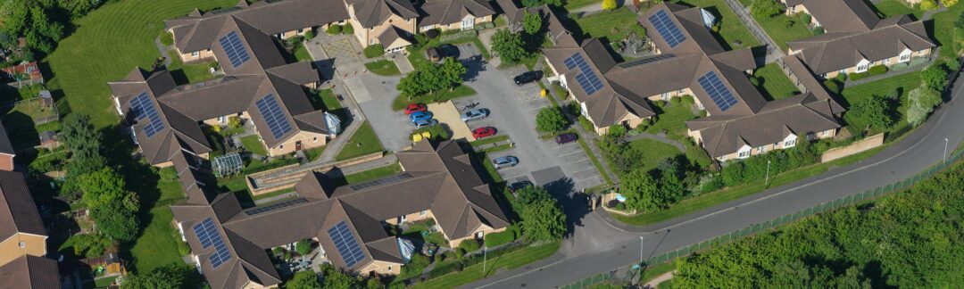 Solar panels on BUPA care home at Grey Ferrers