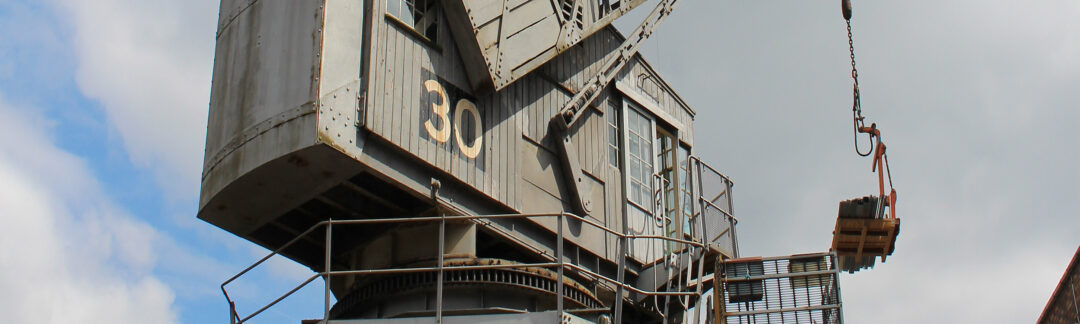 Working crane exhibit used for the solar PV install at Bristol M-Shed museum