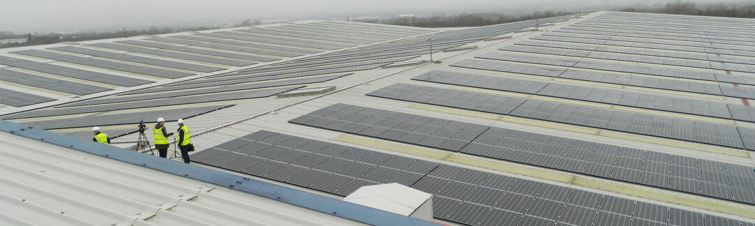 Solar panels on the rooftop of Lyreco