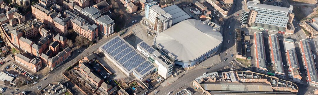 Solar panels on Nottingham Ice Centre
