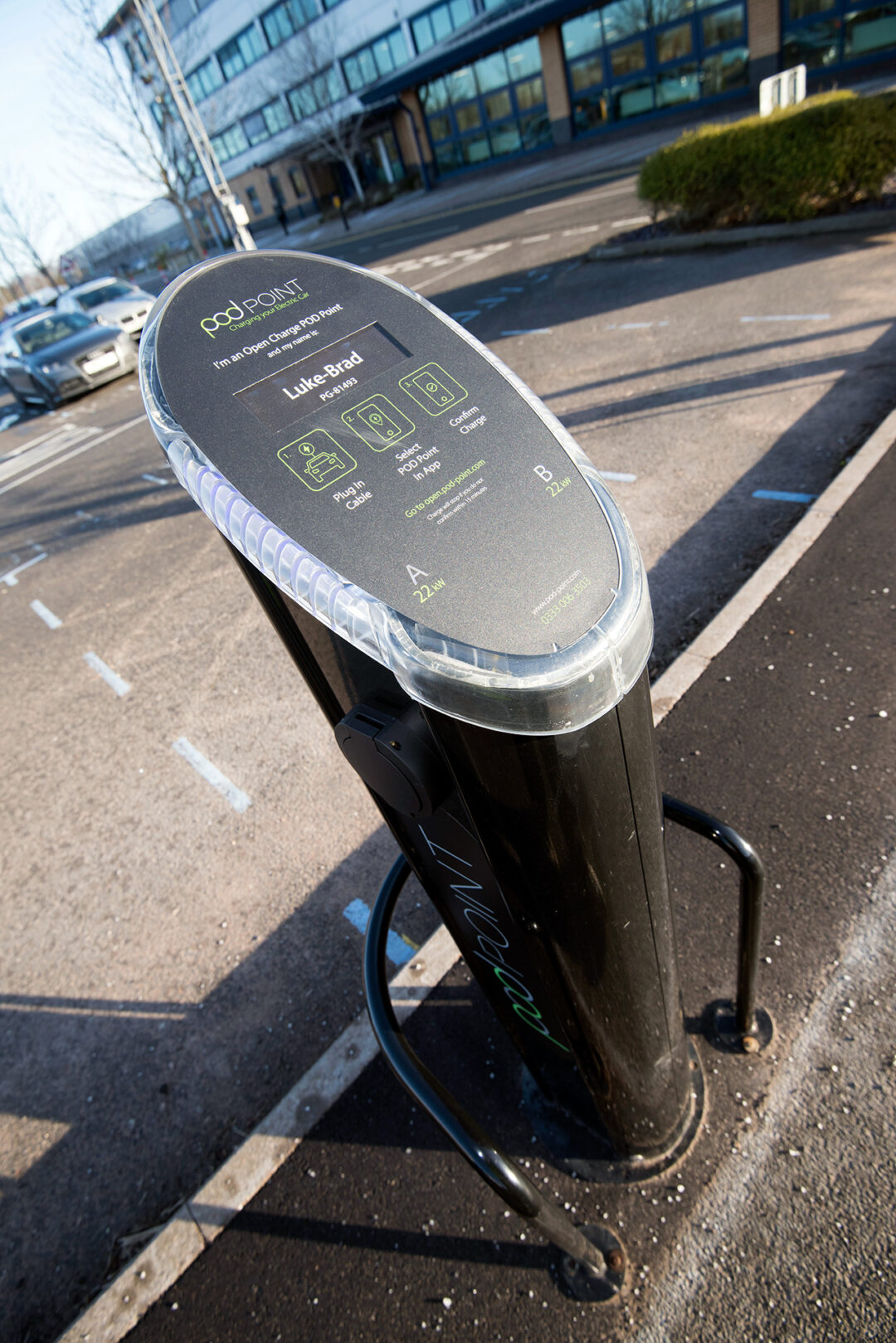 ev charging point with name display