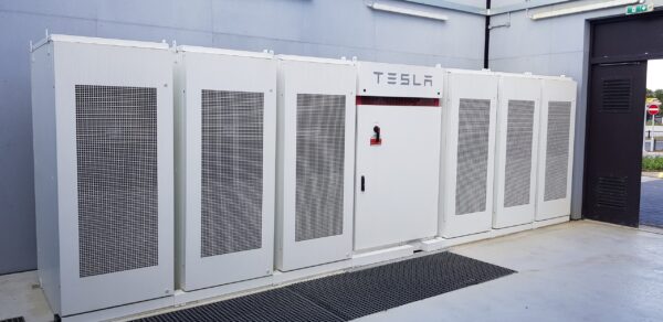 Tesla Megapack battery unit positioned outdoors