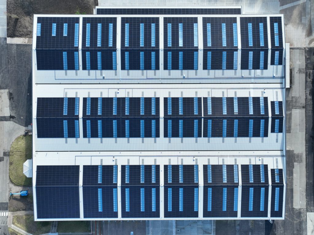 solar panels in roof view from above
