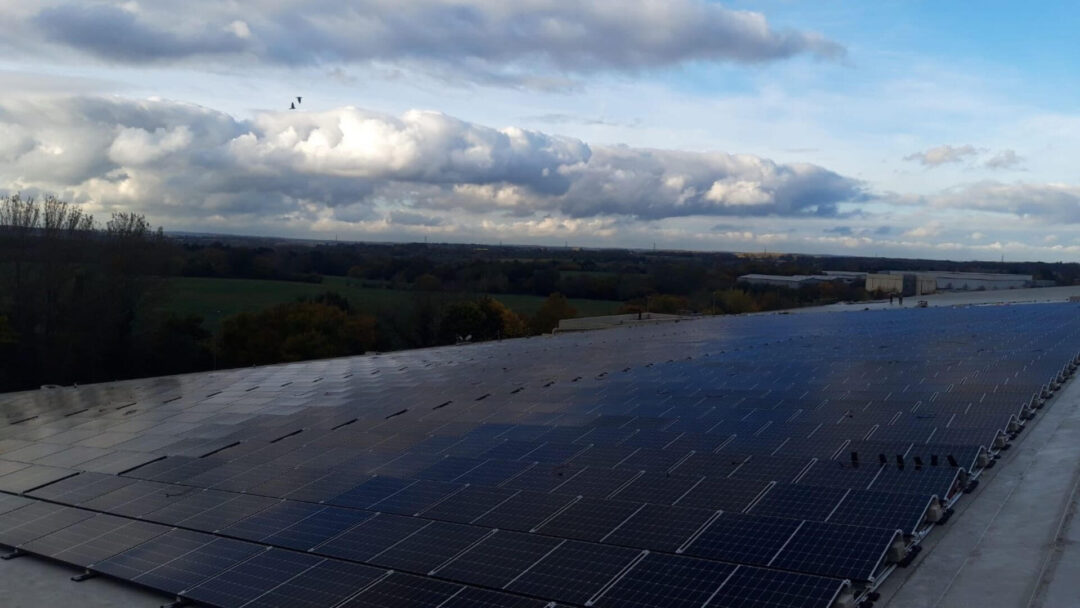 solar panels from a rooftop view