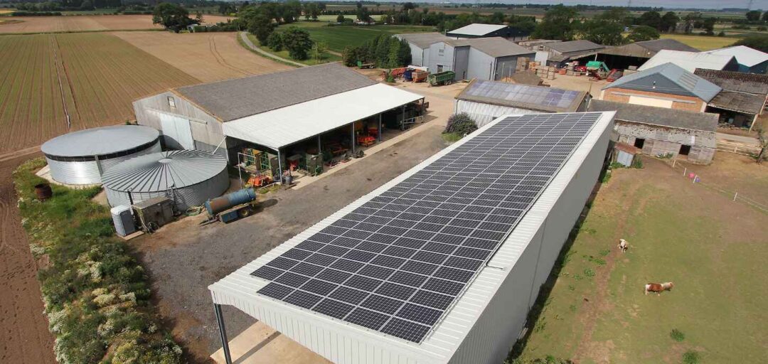 solar panels on a farm building