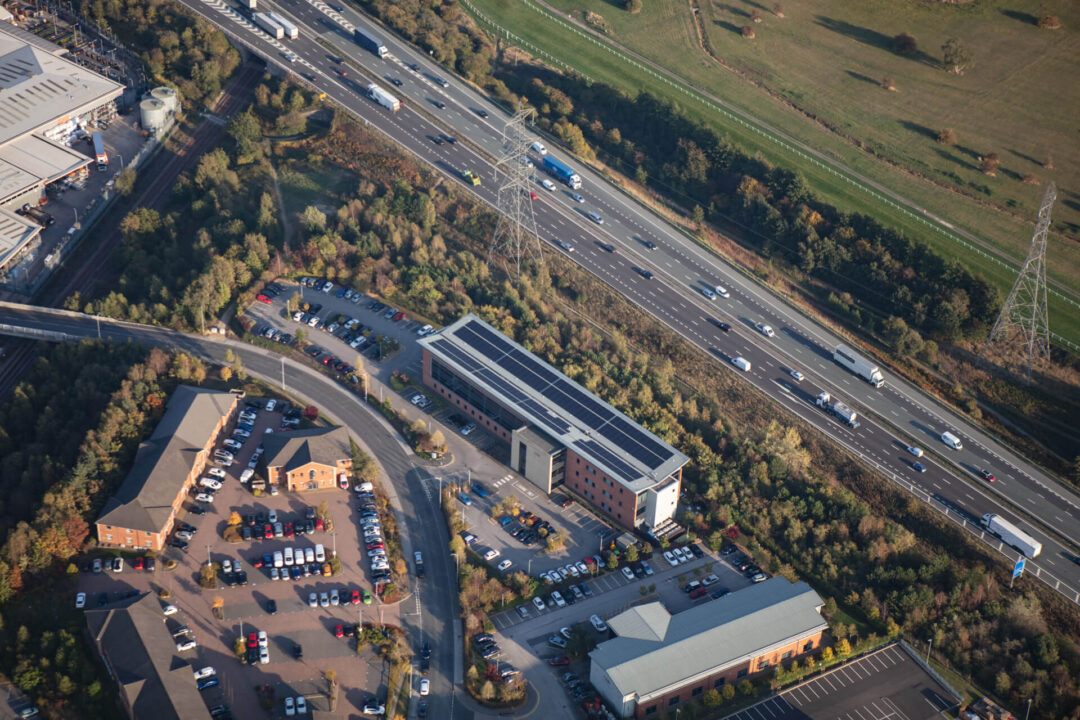 solar panels next to motorway